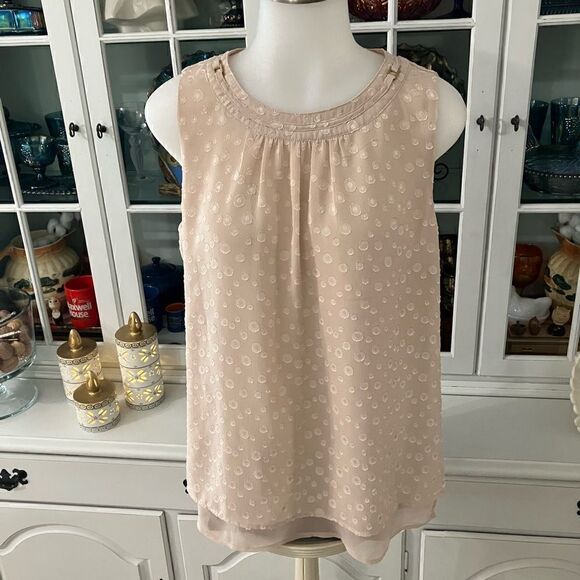 Sleeveless Blouse Polka Dot Chiffon  Roz & Ali  Sz Small - Picture 2 of 10